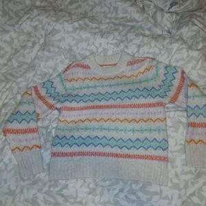 Women’s Fair Isle Crewneck Sweater in Cream with Multicolor Stripes